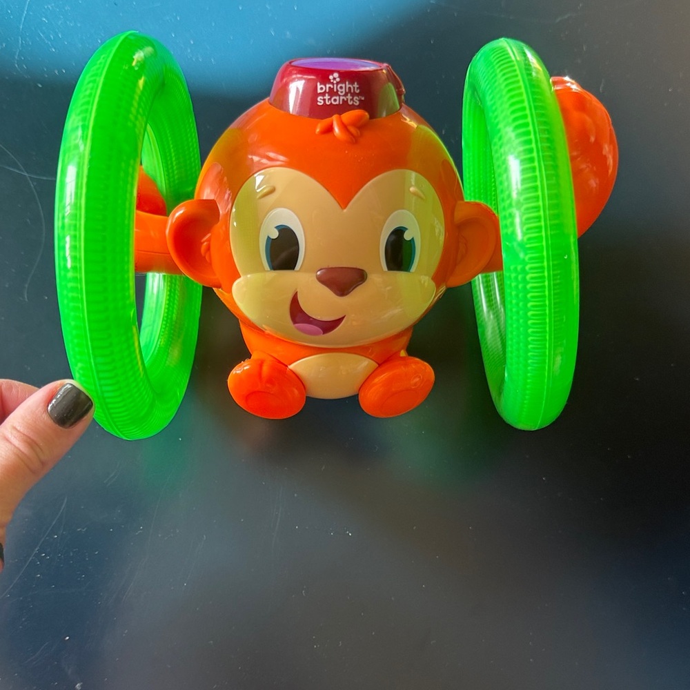 Bright Starts Roll & Glow Monkey Crawling Baby Toy with Lights and Soundsl
